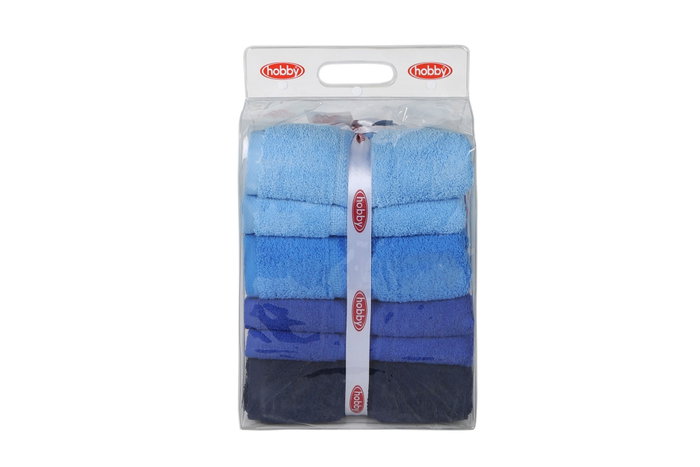 Aucune Juego de 4 toallas de baño - 70 x 140 cm - Azul